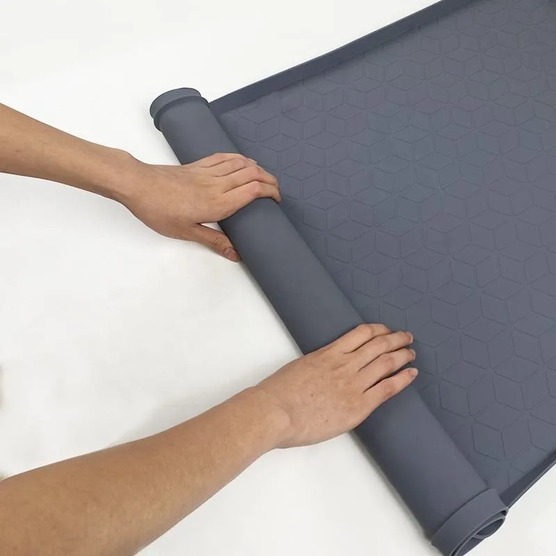 2025 New Kitchen Silicone Sink Mat Custom Waterproof Hole Anti-slip Silicone Kitchen Cabinet Protector Mat Under Mat - detail view 3