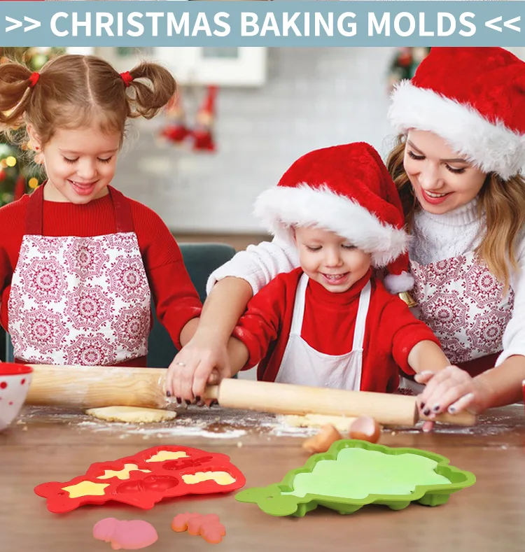 Christmas Tree Silicone Baking Mold - Food Grade Holiday Themed Pan for DIY Cookies Candies Chocolate Cake Bread - detail view 10