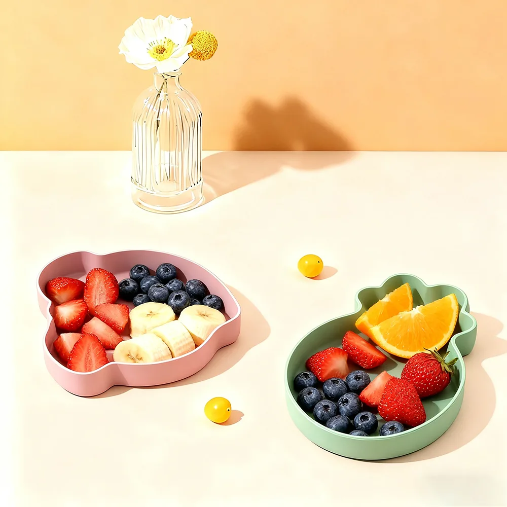 Custom Cute Cartoon Silicone Baby Plate Children's Divided Tableware Set Kids Dining Packaged Box - detail view 9