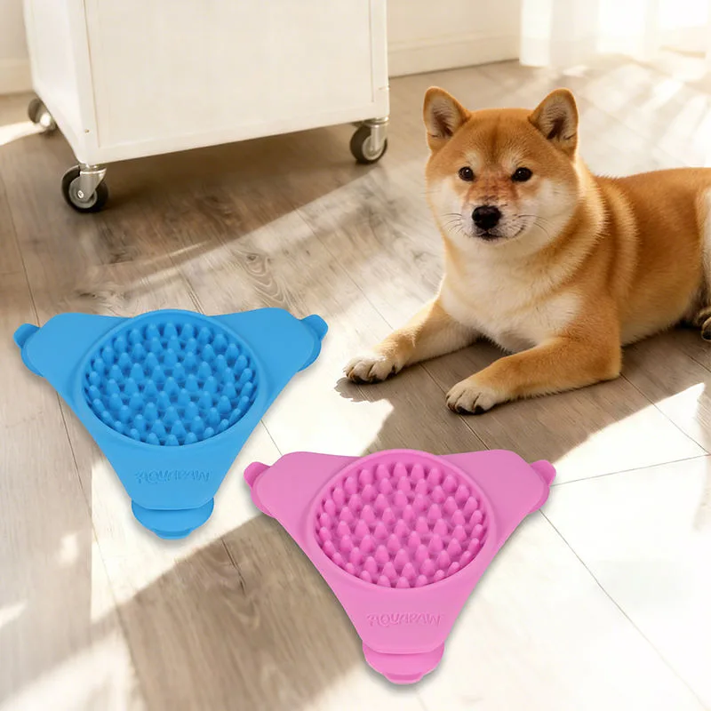Silicone Slow Feeder Cat Bowl 500ml Pet Lick Pad with Blue Round Design and Automatic Feature Easy to Use - detail view 1