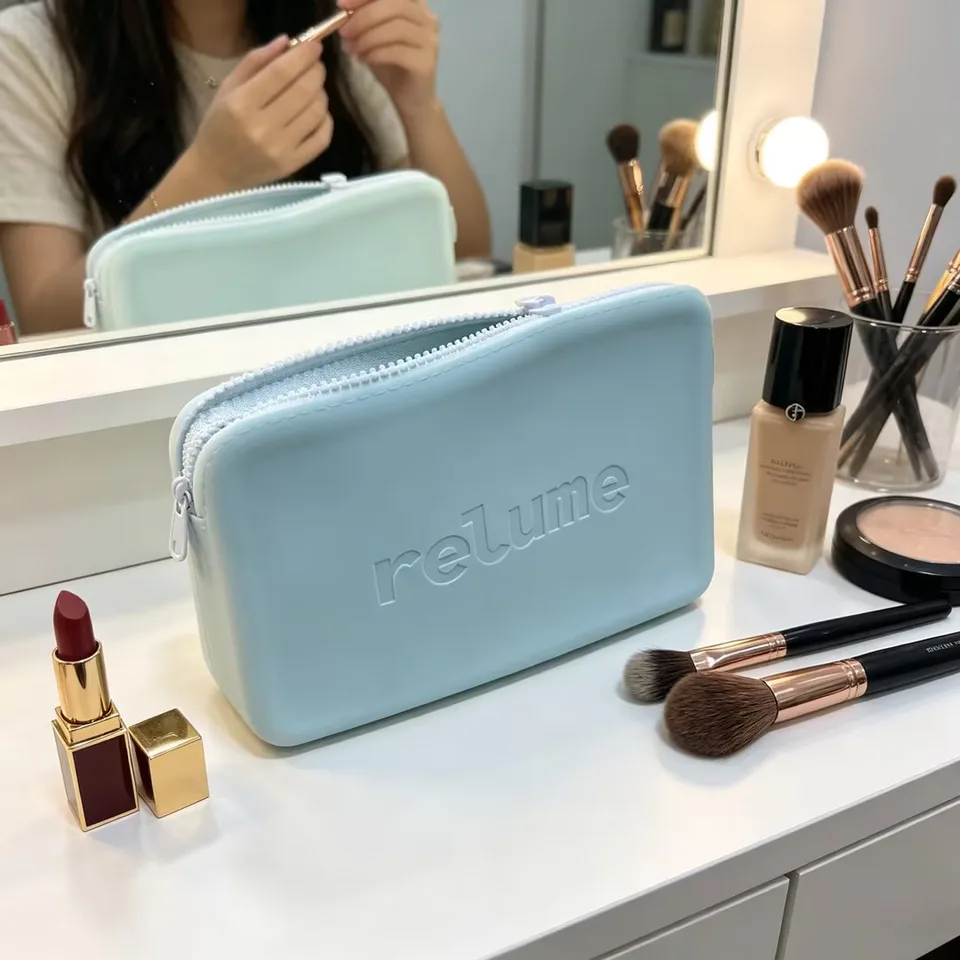 Fashionable Large Capacity Versatile Silicone Toiletry Storage Bag Zipper Closure Portable Travel Cosmetic Bag - custom silicone manufacturer