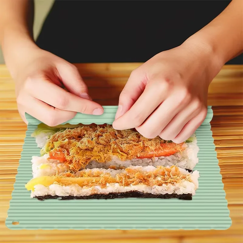 Nouveau Convenient Useful antiadhésif Resistance silicone Sushi roulant tapis cuisine outils - detail view 1