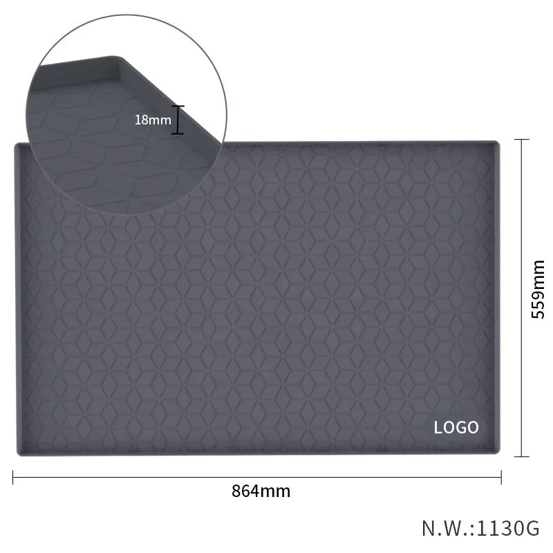 Custom Waterproof Kitchen Sink Mat with Drain Hole Anti-slip Kitchen Cabinet Protector Under Mat Sink Silicone Mat - detail view 5