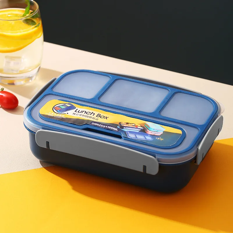 BPA-Free Rectangular Four Compartment Microwaveable Clamshell Bento Box Freshness Preservation Lunch Container for Students - detail view 4