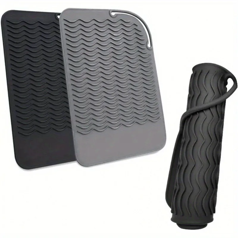 Custom Logo Heat-Resistant Silicone Travel Hair Straightener Mat Silicone Portable Foldable Curling Iron Insulation Pad - detail view 3