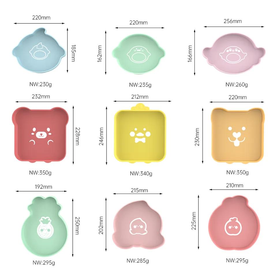 Custom Cute Cartoon Silicone Baby Plate Children's Divided Tableware Set Kids Dining Packaged Box - detail view 5