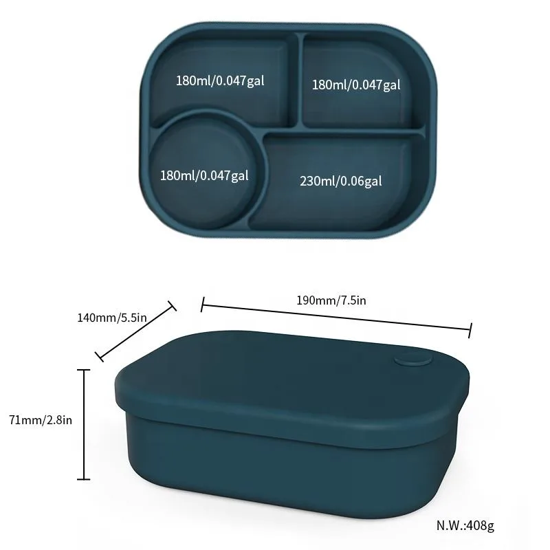 ECO Friendly Portable Click to Go Silicone Bento Office Lunch Box Set With Compartment for Kids Children's Adult - detail view 4