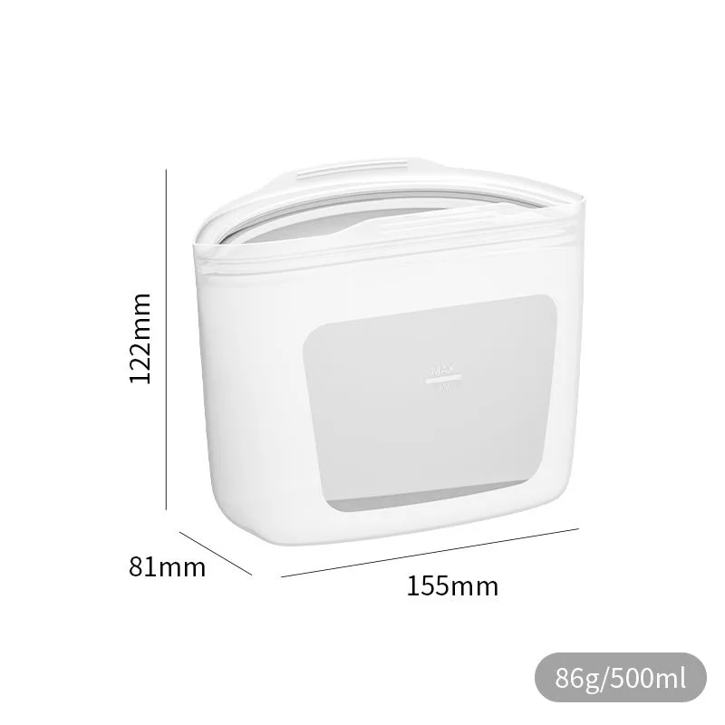 Food Grade Silicone Reusable Storage Bags for Refrigerator Full Silicone Self-Sealing Thickened Transparent Airtight Bag - detail view 5