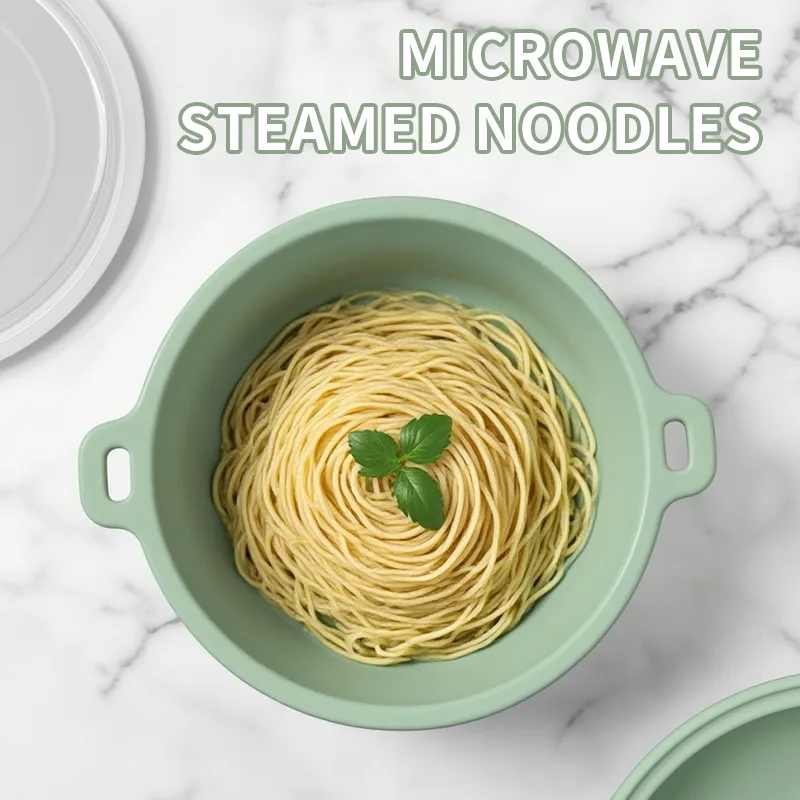 Food Grade Silicone Microwave Steamer Pot Healthy Sugar Lowering Cooker Bowl for Vegetables Eco-Friendly Removable Strainer - detail view 7