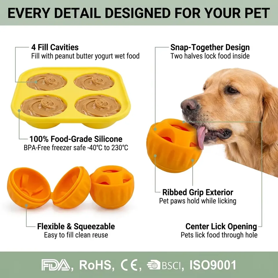 犬用 舐め ボール ペット インタラクティブ 噛む おもちゃ Long-Lasting Keep Your Pup Distracted 安全 簡単 清潔 Fillable 犬用 - detail view 4