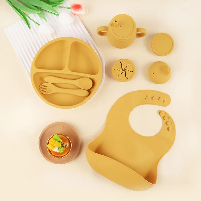 Baby Supplies Silicone Baby Feeding Set Newborn Set Gift Baby Plate Set - detail view 2