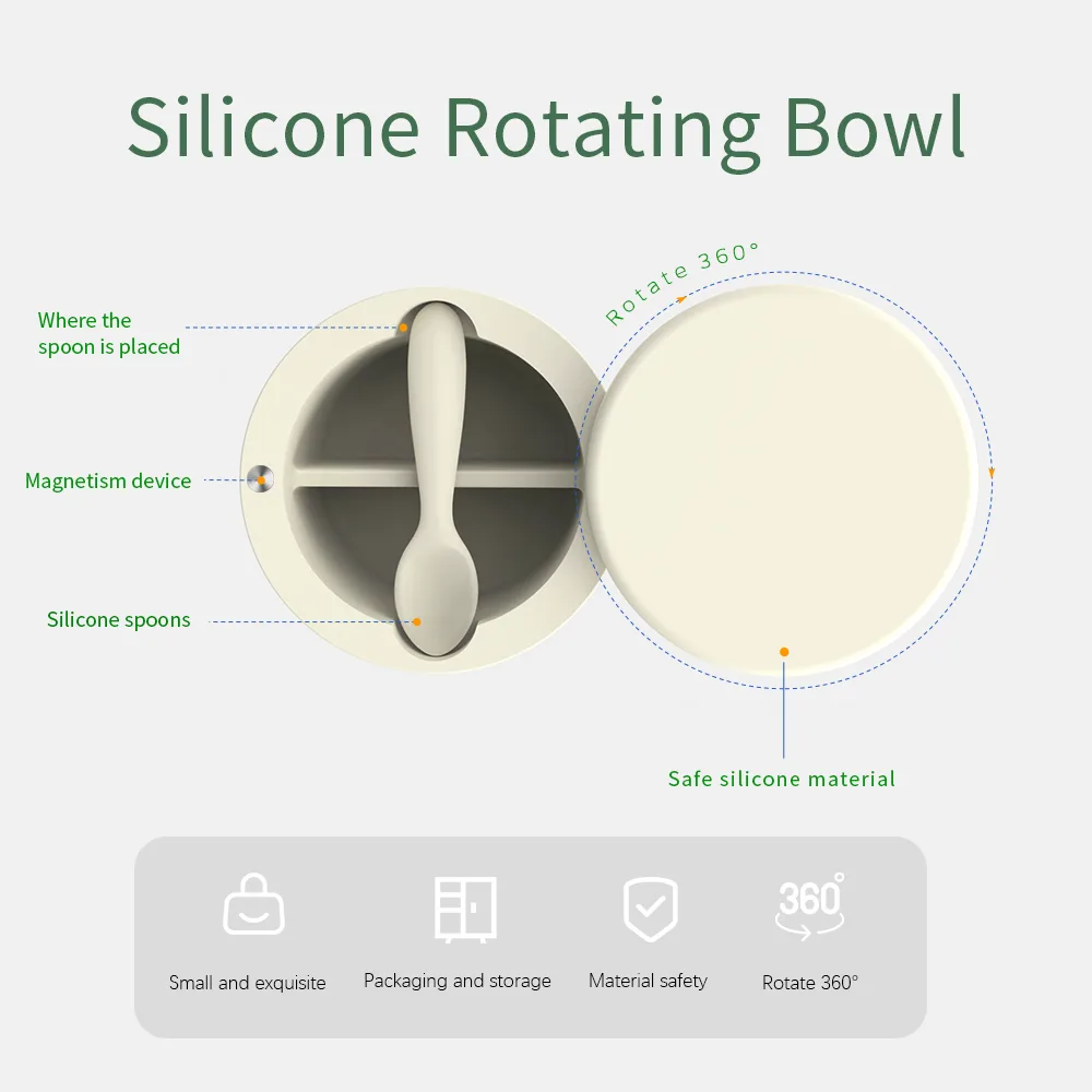 Custom Logo Bowl Non Toxic Food Grade Silicone Gyro Baby Feeding Bowl With Lid - detail view 9