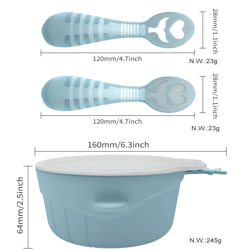 Food Grade BPA Free Baby Feeding Custom Dinnerware Set Silicone Newborn Baby Eating Spoon Set - main product image