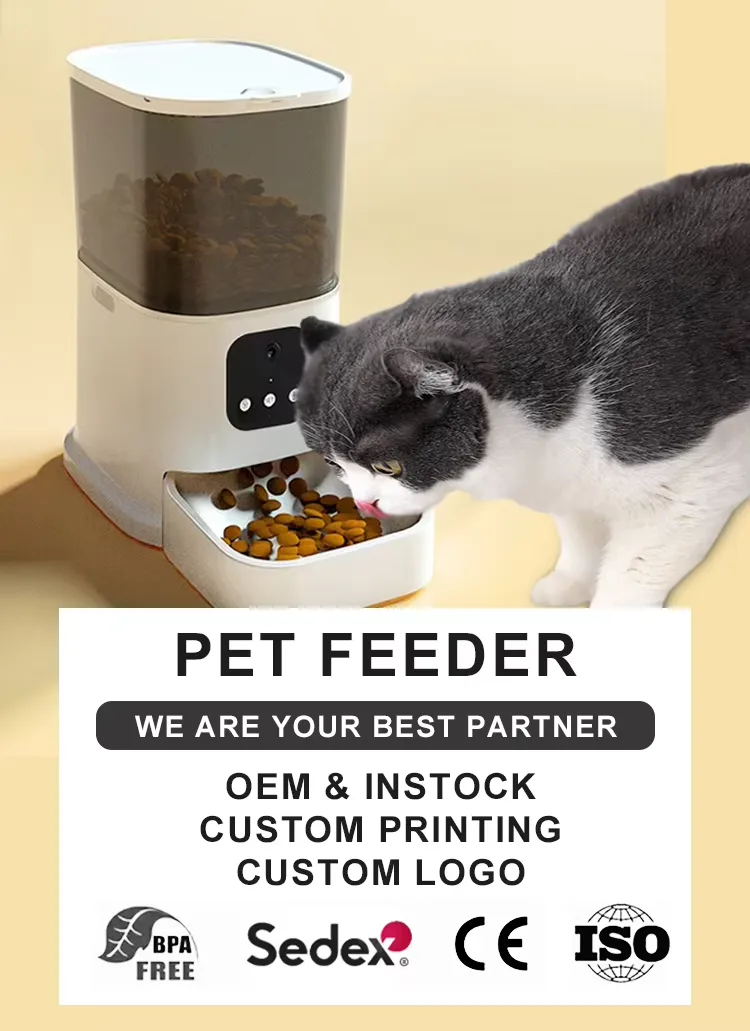 Modern Solid Pattern Timed Automatic Cat Feeders Small Animal Suitable Bowls Rechargeable Power Source - detail view 6