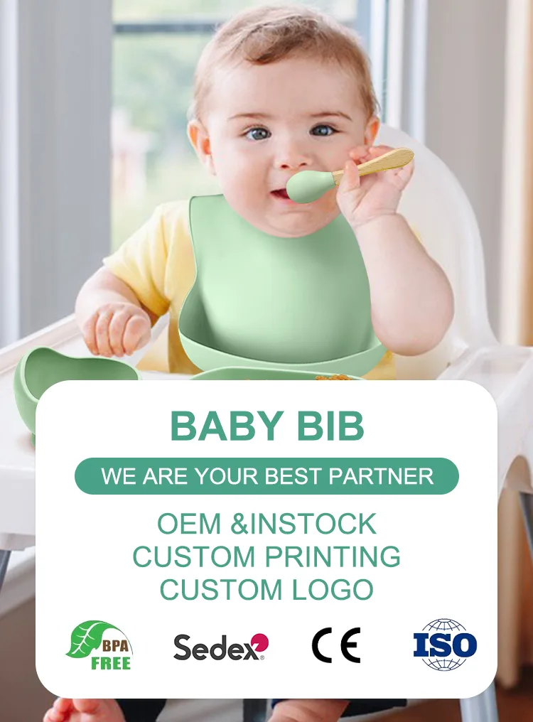 2026 New BPA Free Custom Silicone Bib Modern Food Grade Silicone Baby Feeding Set Baby Bibs Silicone - detail view 6