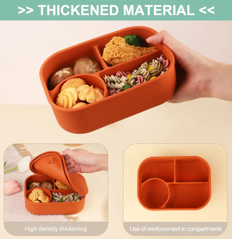 ECO Friendly Portable Click to Go Silicone Bento Office Lunch Box Set With Compartment for Kids Children's Adult - detail view 8