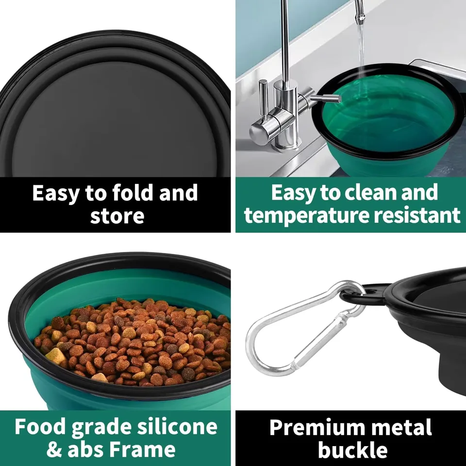 Top Ranking Manufacture Portable Foldable Dog Bowl Food Water Feeding Silicone TPE Collapsible Pet Bowl - detail view 1