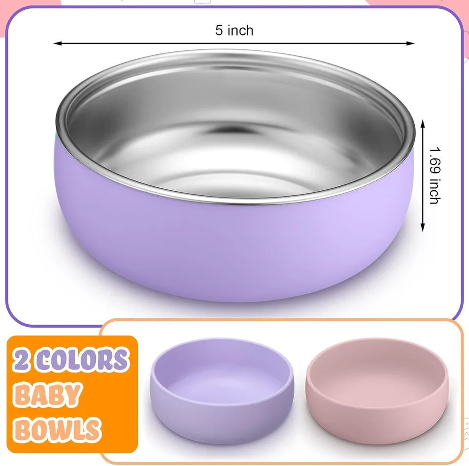 Sin BPA silicona desmontable con ventosa dividido platos 304 acero inoxidable alimentario - detail view 5