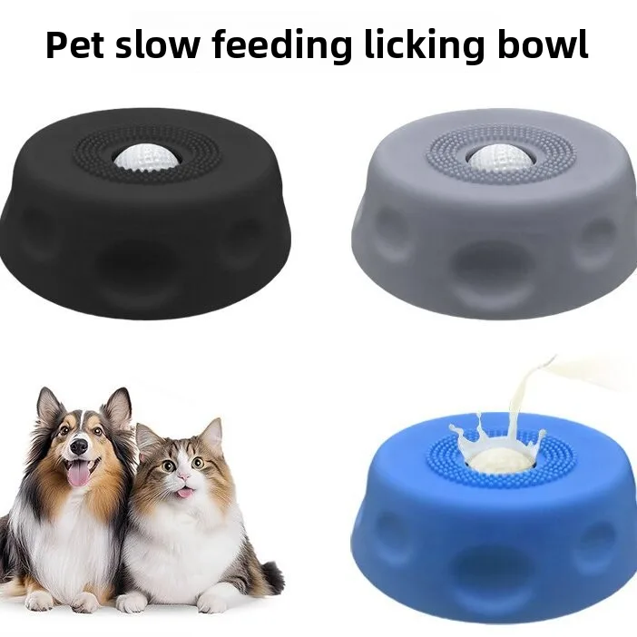 Solid Pattern Silicone Pet Lick Bowl Eco-Friendly Slow Feeder Liquid Treat Bowl Dogs Eating Portable - detail view 1