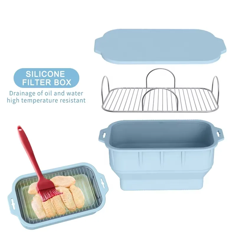 Popular reutilizable silicona forro rectangular freidora de aire Basket Recyclable - detail view 10