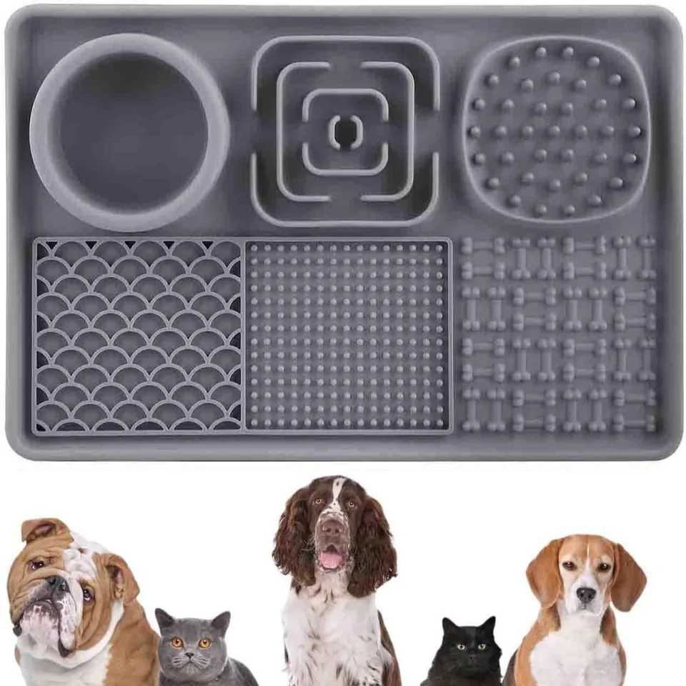 Custom Multifunction Calming Slow Feeder Licking Mat and Bath Massage Silicone Pet Dog Lick Pad Wall Mounted Lick Mat - custom silicone manufacturer