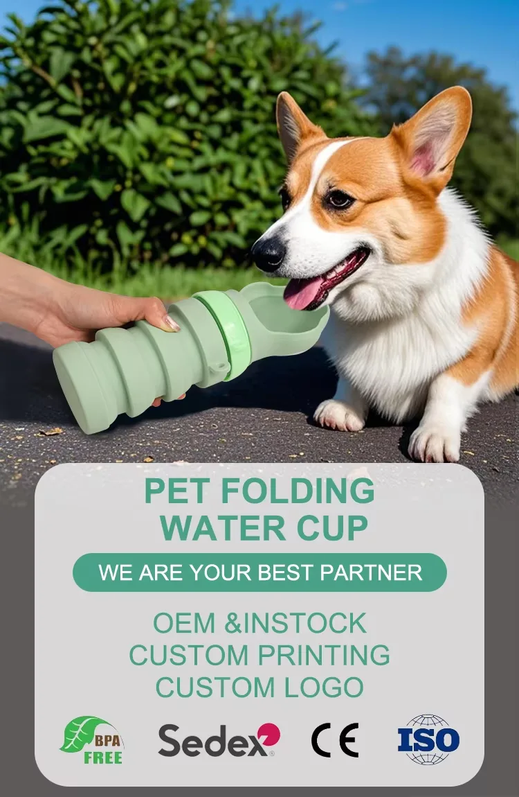 New Arrivals Modern Pet Food Grade Portable Water Bottle Pet Feeder Multifunctional Silicone Dog Drink Bottle - detail view 6