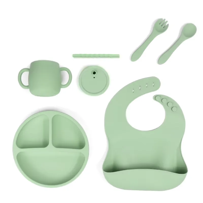 Nuevo a medida sin BPA niño vajilla juego bebé babero niño pequeño platos cuencos silicona - detail view 4