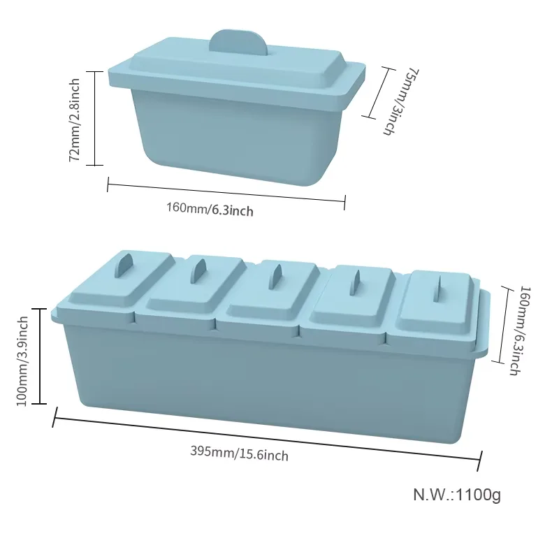 Large Ice Chilled Condiment Caddy 5 Removable Compartment Serving Platters Fruit Garnish Tray - detail view 7