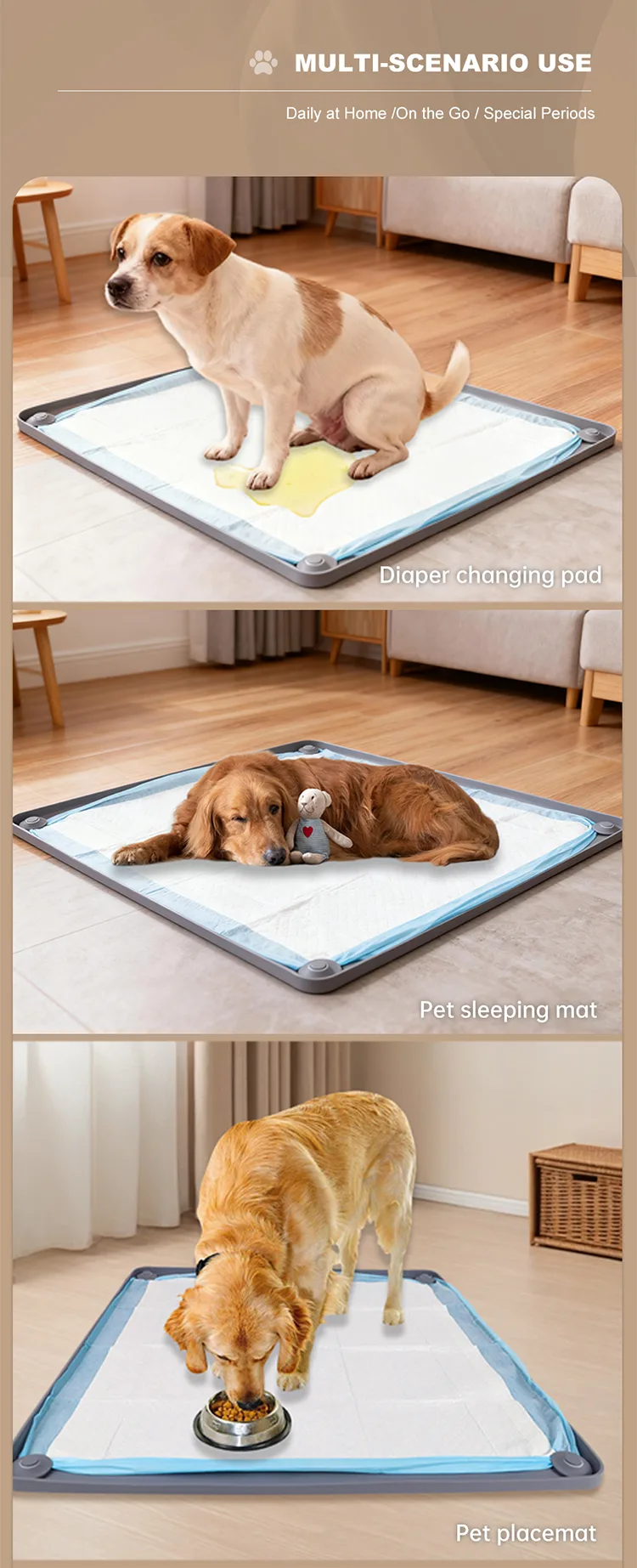 Custom Dog Training Pads Washable Pet Mat Reusable Dog Puppy Pad Waterproof Pet Pee Pads - detail view 9