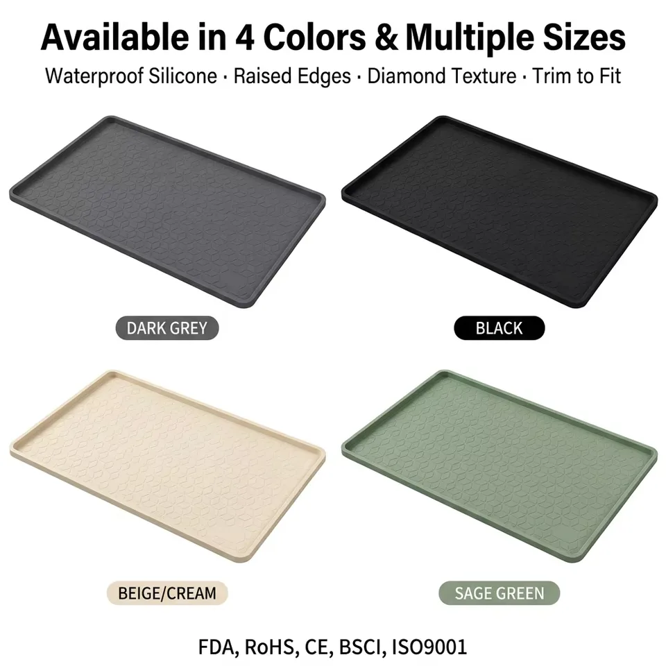 Custom Waterproof Kitchen Sink Mat with Drain Hole Anti-slip Kitchen Cabinet Protector Under Mat Sink Silicone Mat - detail view 3