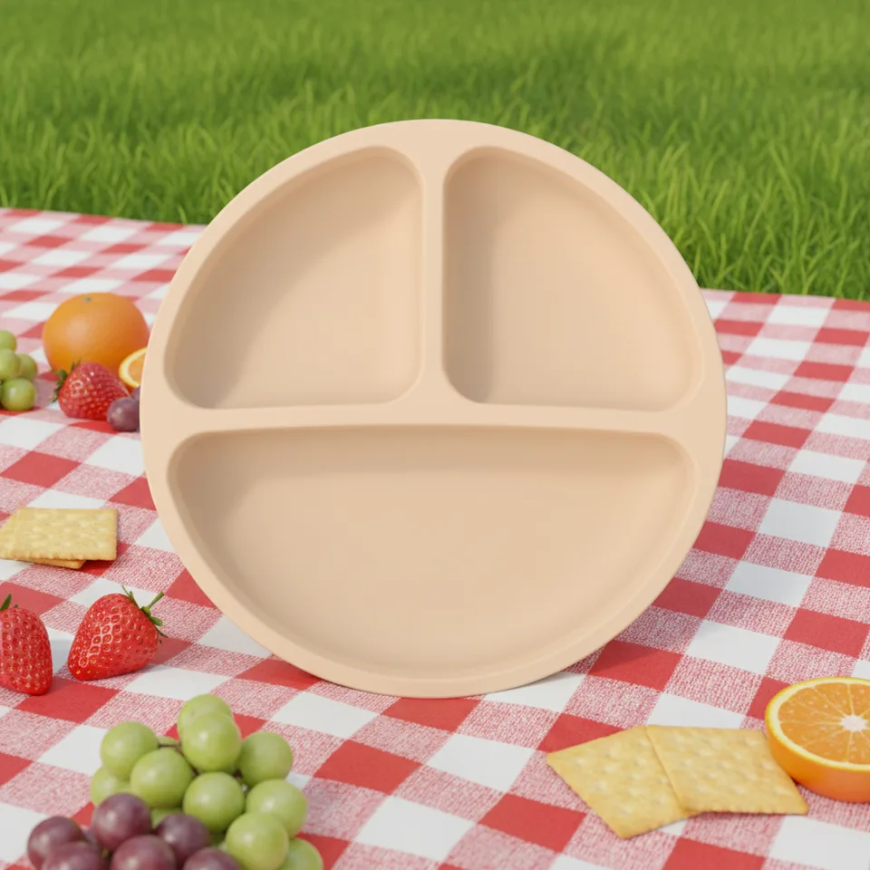 Children's Baby Feeding Bowl Stainless Steel Silicone Cover BPA Free Dishwasher Safe Eco-Friendly Reusable Portable Box - Silicone dinner plate - main product image