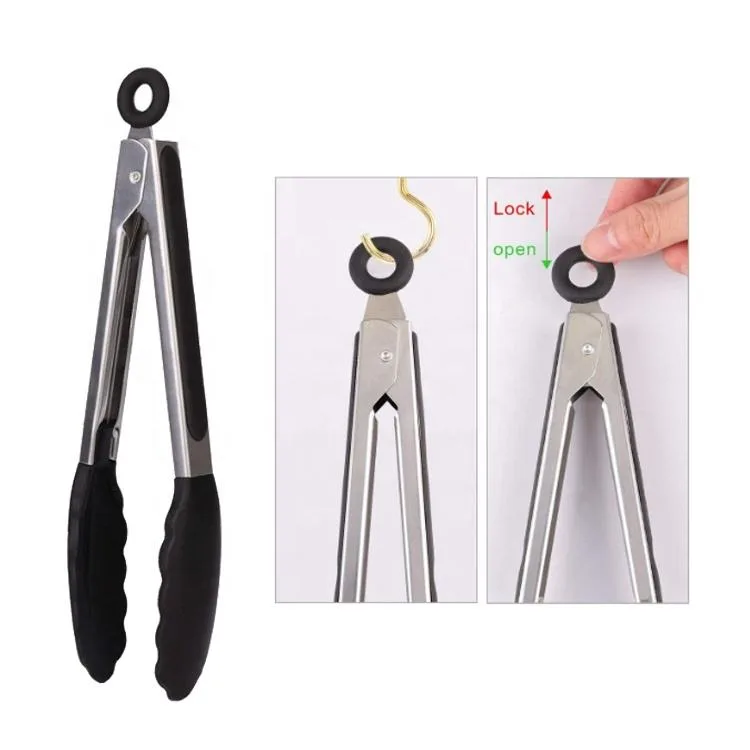 9 pouce 12 pouce Platinum silicone glace Tongs barbecue Tongs alimentaire Tongs - detail view 4