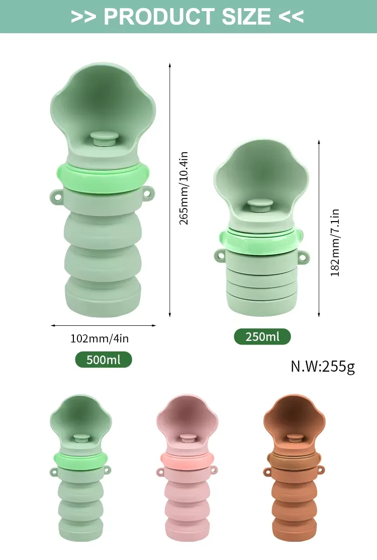 New Arrivals Modern Pet Food Grade Portable Water Bottle Pet Feeder Multifunctional Silicone Dog Drink Bottle - detail view 9