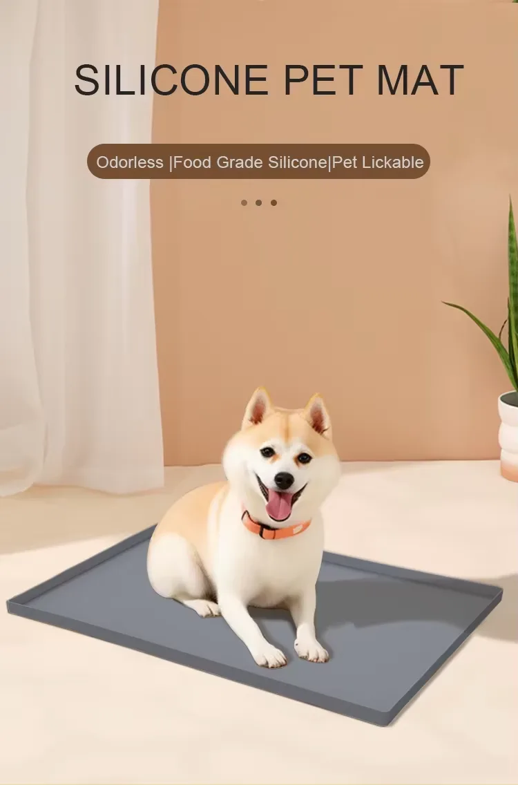 Wholesale Double-Sided Anti-Slip Pet Feeding Mat Rectangle Easy Clean Waterproof Dog Cat Mat - detail view 6