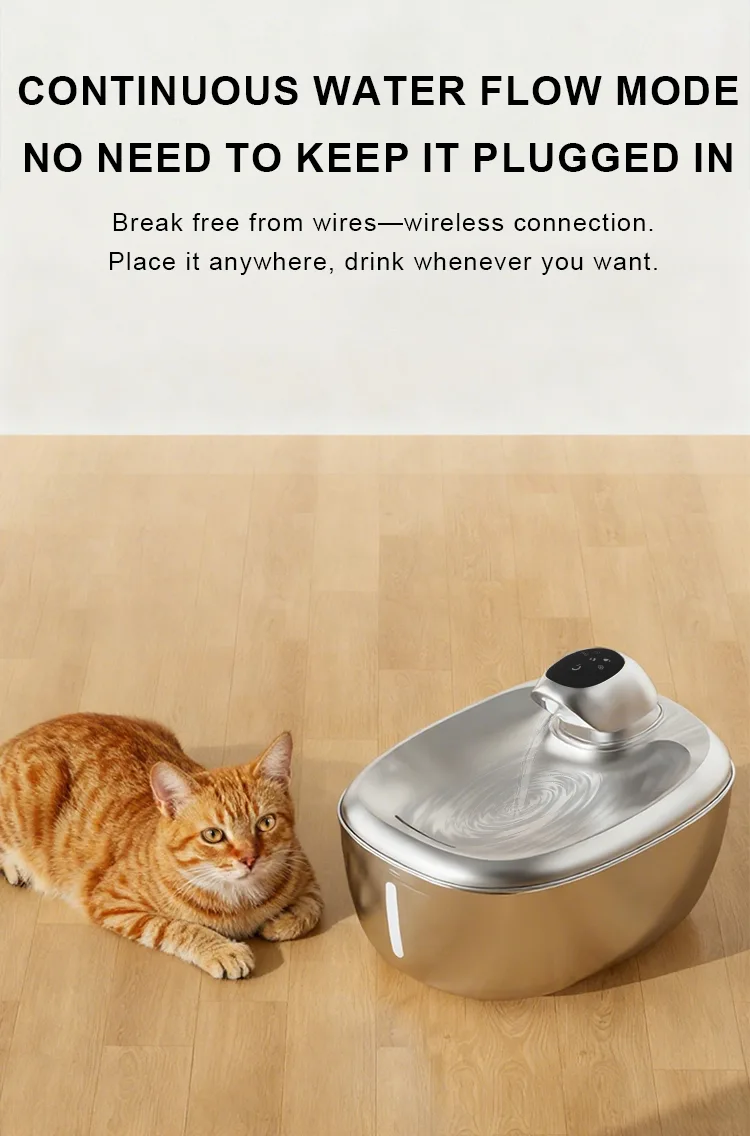 304 Stainless Steel Automatic Pet Fountain 1.8L Cat Dog Water Feeder Faucet Live Water Filter Solid Pattern 2L Capacity - detail view 10