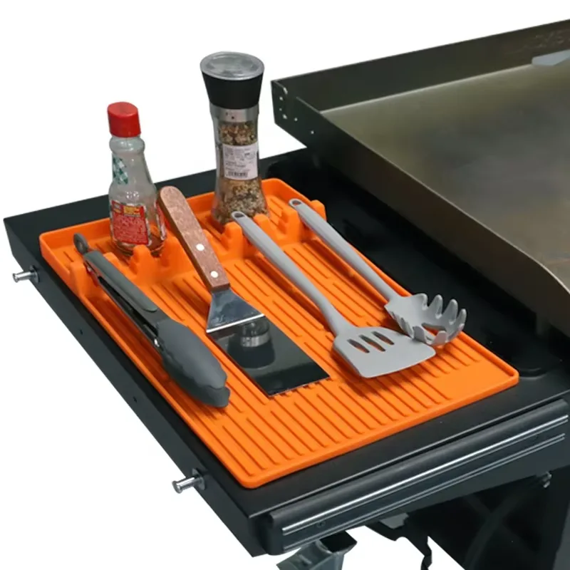 Silicone Griddle Tools Mat BBQ Caddy Utensils Holder Cooking Countertop Spatula Mat - detail view 6
