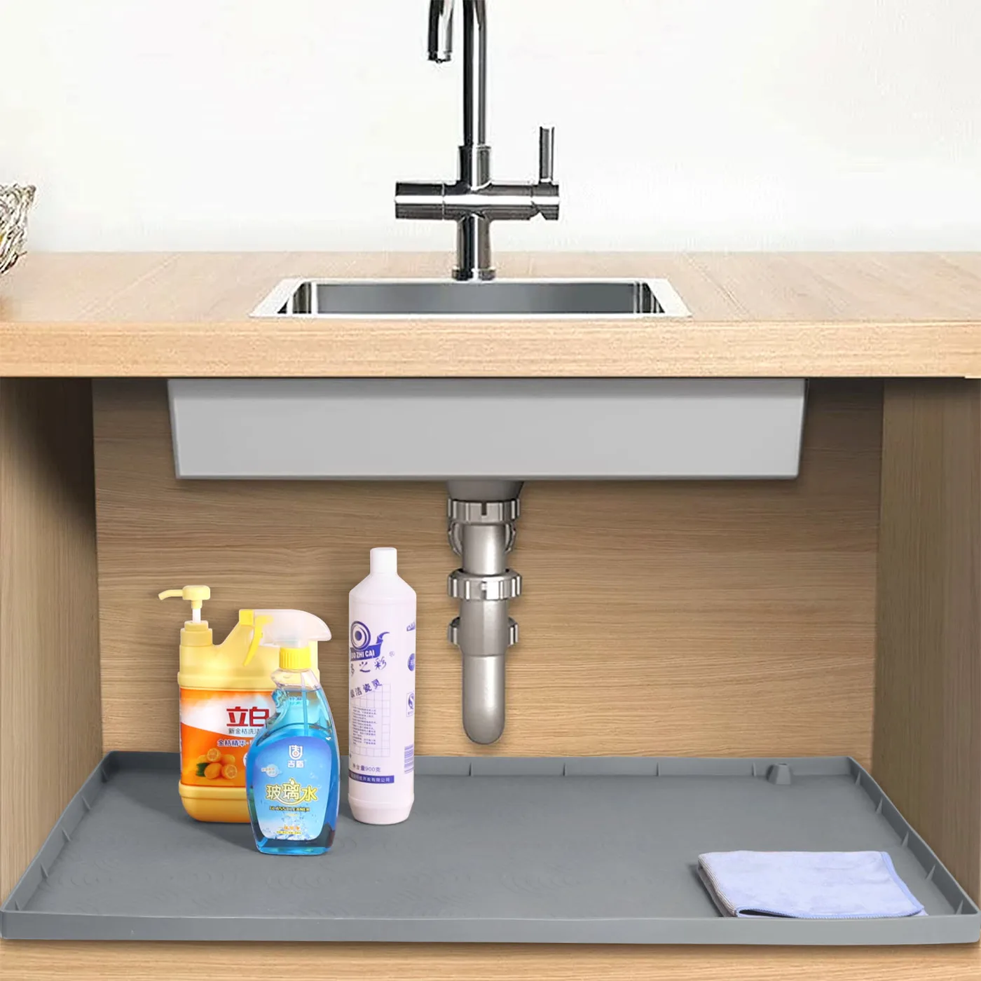 실리콘 아래 싱크 방수 매트 주방 수납장 보호 Absorbent Properties 실리콘 매트 - detail view 1