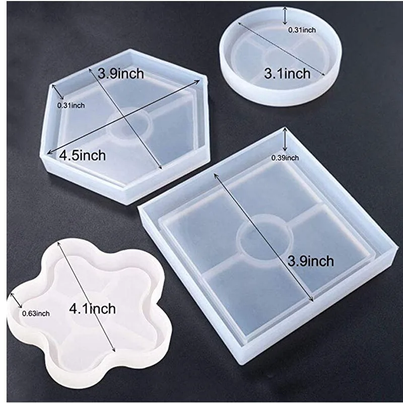 Silicone Molds résine Epoxy Casting Molds 4 Pieces Shapes Flowers Beads DIY Craft Making - detail view 9