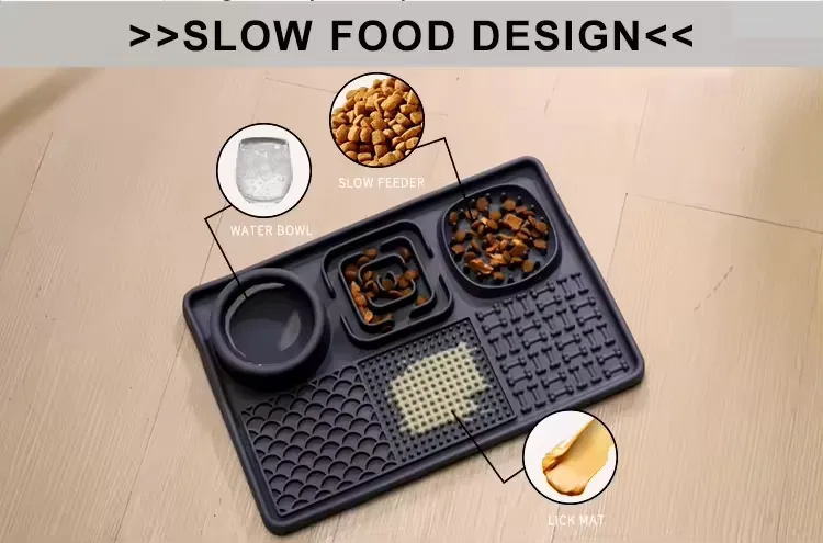 Modern Non-Slip Dog Bowl with Solid Pattern Food Grade Silicone Pet Lick Mat Eco-Friendly Automatic Pet Feeder for Water Food - detail view 7