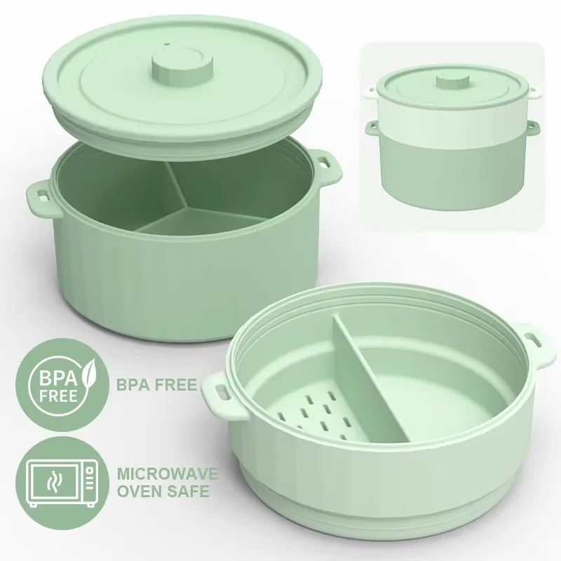 Sans BPA double-Layer micro-ondes légume cuiseur vapeur écologique qualité alimentaire - main product image