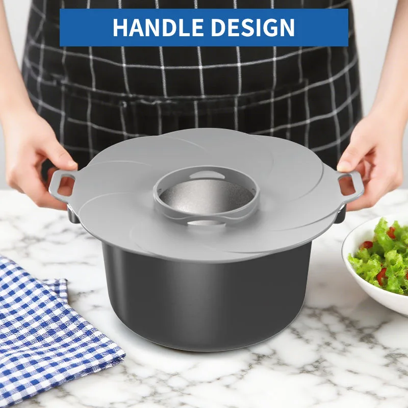 BPA Free Cooking Tool Anti-Overflow Silicone Pan Cover Cookware Spill Stopper Pot Lid - detail view 3