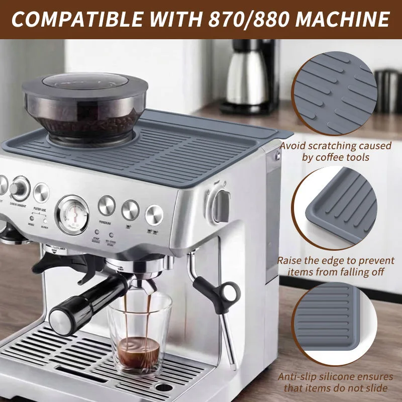 New Arrivals Espresso Tamper Mat Water-Resistant Tamping Mat for Breville 870/880 Silicone Top Mat for Breville Espresso - detail view 1