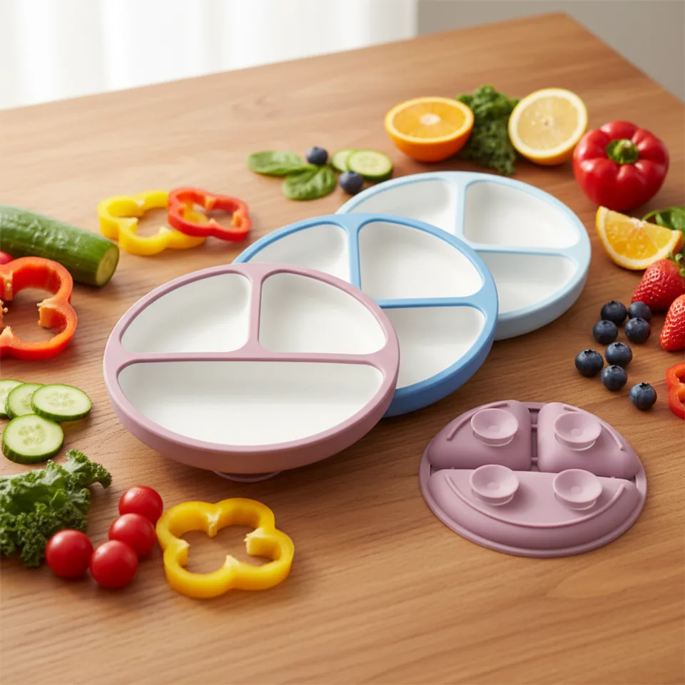 Nouveau sans BPA qualité alimentaire bébé silicone à ventouse assiette bébé art de la table - main product image