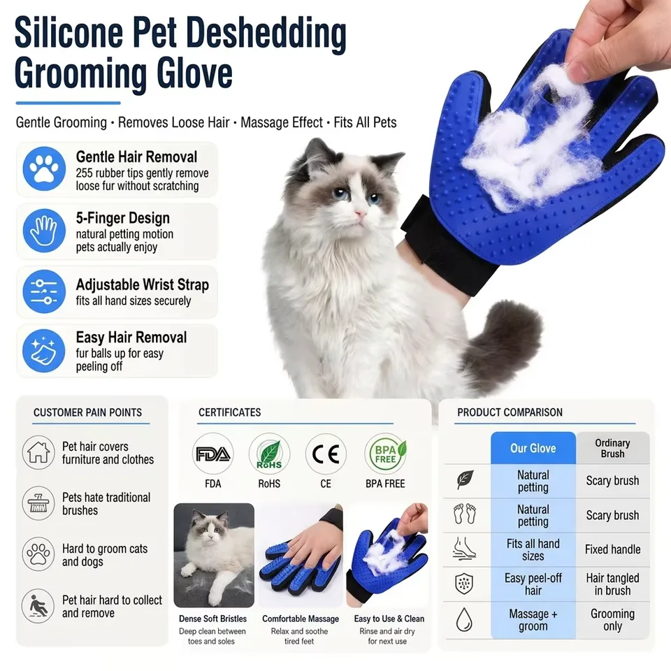 Personalizado silicone animais pelo removedor luvas animais higiene luva Guantes De - main product image