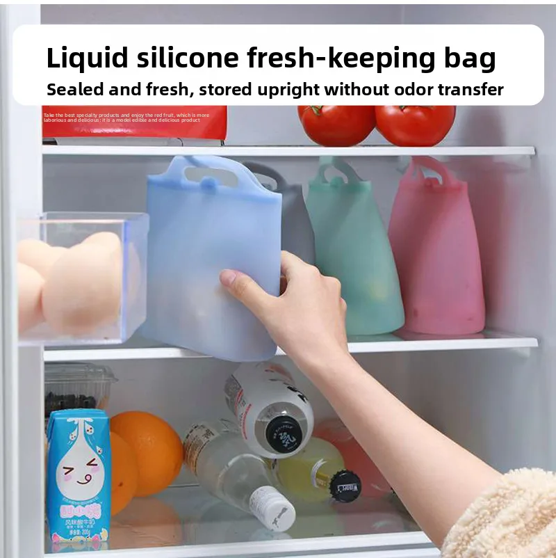 Écologique réutilisable silicone alimentaire sacs set support pochette fermeture éclair - detail view 3