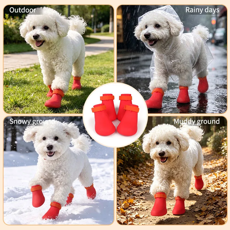 Silicone Pet Dog Shoes for Large Dogs Boots Sneakers for Outdoor Waterproof Anti-Slip Rain Boot Dog Shoes - detail view 4