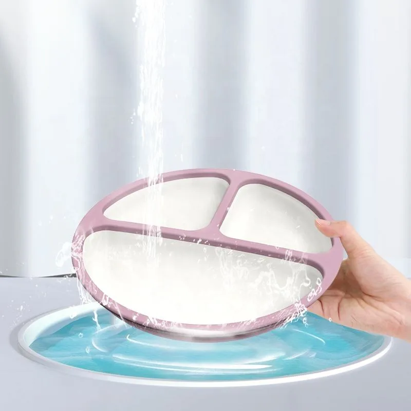 Nouveau sans BPA qualité alimentaire bébé silicone à ventouse assiette bébé art de la table - detail view 1