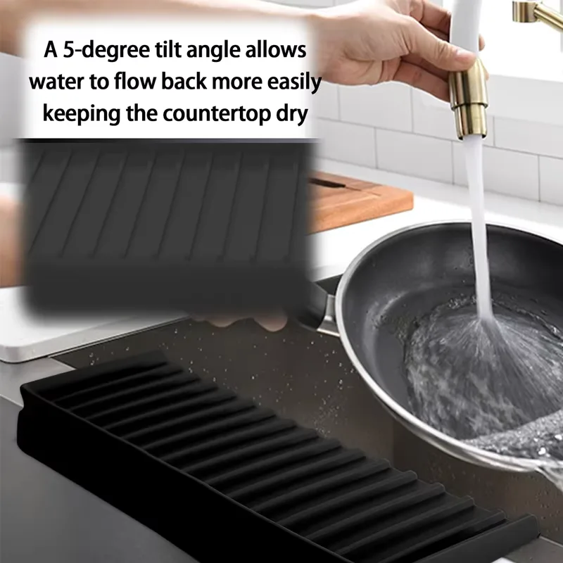 Custom Waterproof Silicone Sink Drain Mat Faucet Guard Draining Mat for Kitchen Sink - detail view 6