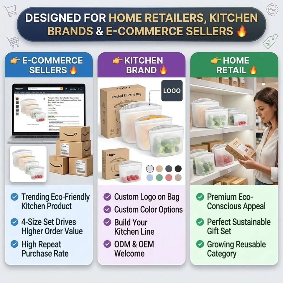 100% Silicone Food Storage Bag Reusable Food Container for Cooking Store Freeze Leakproof Dishwasher-safe - detail view 5