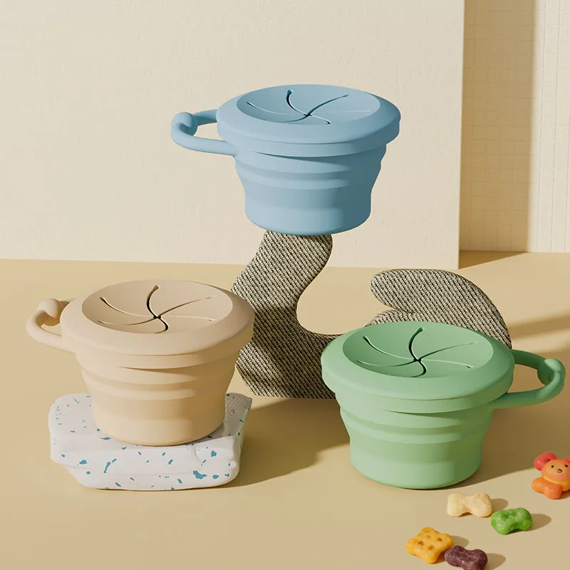 Plegable silicona vasos tapa infantil menaje niño pequeño snack almacenamiento contenedor - main product image